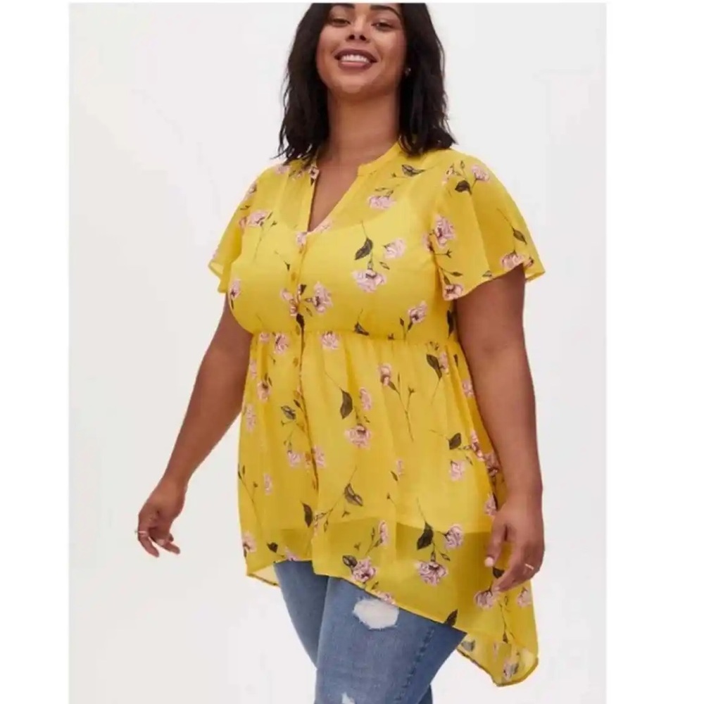Torrid Floral High-Low Tunic Sz 0